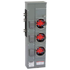 EZM113125 Branch Unit, EZ Meter-Pak, 125A, 3 Sockets, 120/240VAC, no bypass, ringed, 800A Busbar
