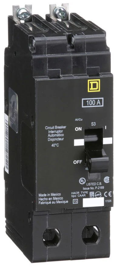 EJB24100, Square D, Circuit Breaker, 100 Amp