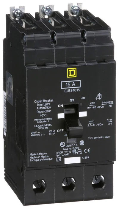 EJB34015, Square D, Circuit Breaker, 15 Amp