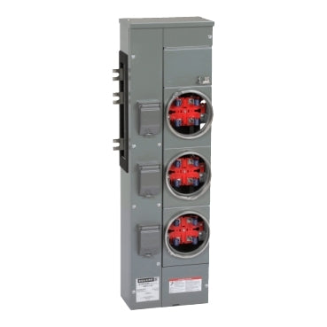 EZM113125 Branch unit, EZ Meter-Pak, 125A, 3 x 4 jaw sockets, 120/240VAC, no bypass, ringed, 800A Al busbar
