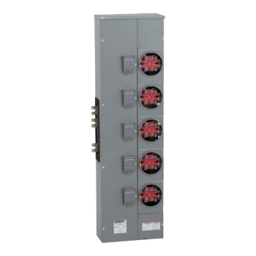 EZM115225, Branch unit, EZ Meter-Pak, 225A, 5 x 4 jaw sockets, 120/240VAC, no bypass, ringed, 1200A Al/Cu busbar