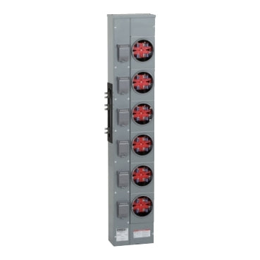 EZM116125, Branch unit, EZ Meter-Pak, 125A, 6 x 4 jaw sockets, 120/240VAC, no bypass, ringed, 800A Al busbar