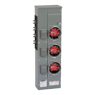 EZM313125, Branch unit, EZ Meter-Pak, 125A, 3 x 5 jaw sockets, 208Y/120VAC, no bypass, ringed, 800A Al busbar