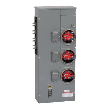 EZM313225, Branch unit, EZ Meter-Pak, 225A, 3 x 5 jaw sockets, 208Y/120VAC, no bypass, ringed, 800A Al busbar