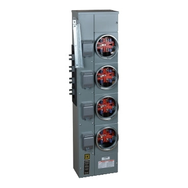 EZM314125, Branch unit, EZ Meter-Pak, 125A, 4 x 5 jaw sockets, 208Y/120VAC, no bypass, ringed, 800A Al busbar