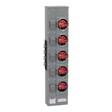 EZM315125, Branch unit, EZ Meter-Pak, 125A, 5 x 5 jaw sockets, 208Y/120VAC, no bypass, ringed, 800A Al busbar