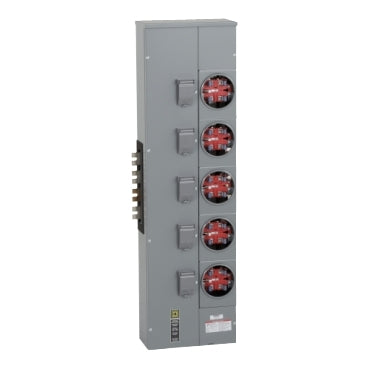 EZM315225, Branch unit, EZ Meter-Pak, 225A, 5 x 5 jaw sockets, 208Y/120VAC, no bypass, ringed, 1200A Al/Cu busbar