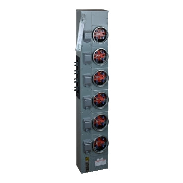 EZM316125, Branch unit, EZ Meter-Pak, 125A, 6 x 5 jaw sockets, 208Y/120VAC, no bypass, ringed, 800A Al busbar
