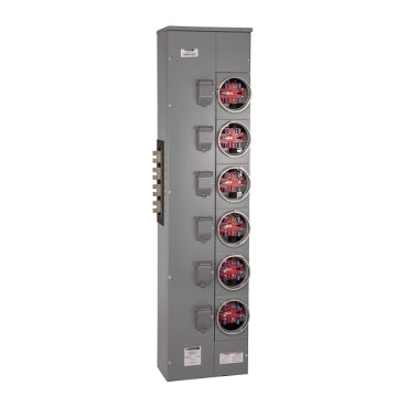 EZM316225, Branch unit, EZ Meter-Pak, 225A, 6 x 5 jaw sockets, 208Y/120VAC, no bypass, ringed, 1200A Al/Cu busbar