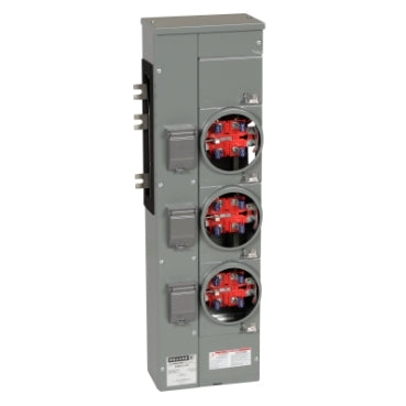 EZMR113125, Branch unit, EZ Meter-Pak, 125A, 3 x 5 jaw sockets, 120/240VAC, no bypass, ringless, 800A Al busbar