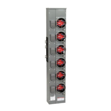 EZMR116125, Branch unit, EZ Meter-Pak, 125A, 6 x 5 sockets, 120/240VAC, no bypass, ringless, 800A Al busbar