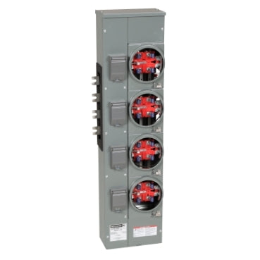 EZMR314125, Branch unit, EZ Meter-Pak, 125A, 4 x 5 jaw sockets, 208Y/120VAC, no bypass, ringless, 800A Al busbar