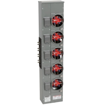 EZMR315125, Branch unit, EZ Meter-Pak, 125A, 5 x 5 jaw sockets, 208Y/120VAC, no bypass, ringless, 800A Al busbar