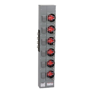 EZMR316125, Branch unit, EZ Meter-Pak, 125A, 6 x 5 jaw sockets, 208Y/120VAC, no bypass, ringless, 800A Al busbar