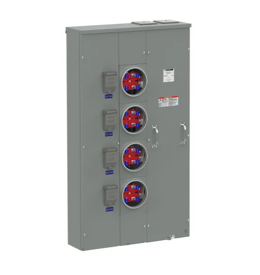 Square D EUSERC MP64200 600 Amp w/4 Gang 200A Meter 1PH 3W like WEP6412