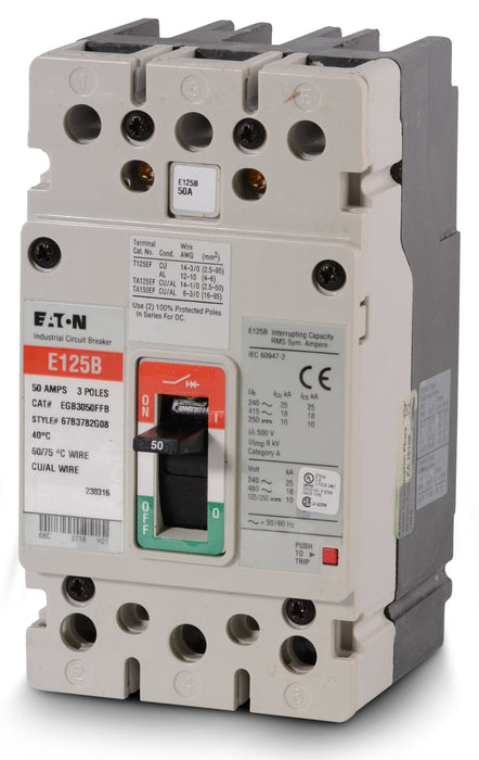 New EGB3050FFB Eaton EGB3050FFB 3 Pole Circuit Breaker