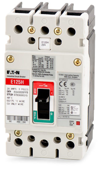 New EGH3020FFB Eaton EGH3020FFB 3 Pole Circuit Breaker