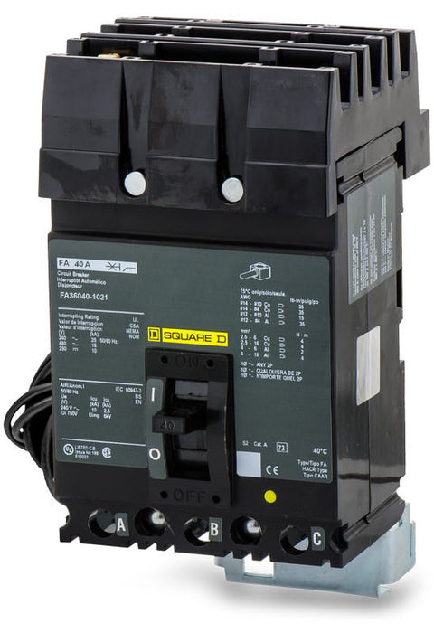 New FA36040-1021 Square D FA36040-1021 3 Pole Circuit Breaker