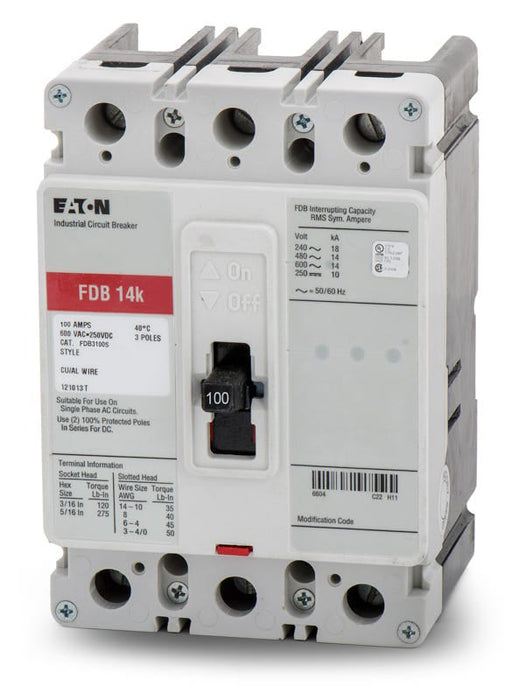 New FDB3100S Eaton FDB3100S 3 Pole Circuit Breaker