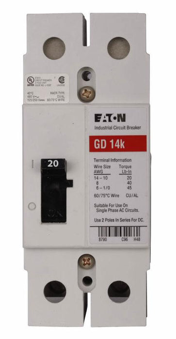 New GD2020 Eaton GD2020 2 Pole Circuit Breaker