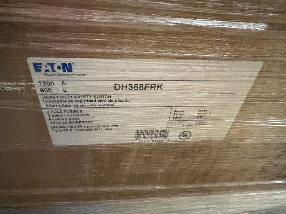 DH368FRK New 1200 Amp Outdoor Fusible 600V Disconnect NEMA 3R