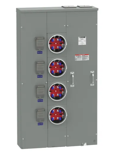 Square D EUSERC MP64200 600 Amp w/4 Gang 200A Meter 1PH 3W like WEP6412