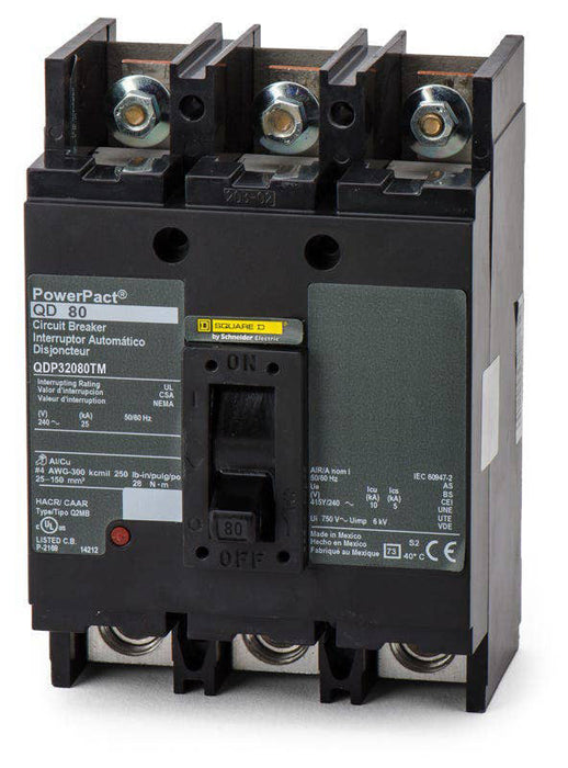 New QDP32080TM Square D QDP32080TM 3 Pole Circuit Breaker