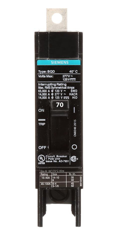 New BQD170 Siemens BQD170 1 Pole Circuit Breaker