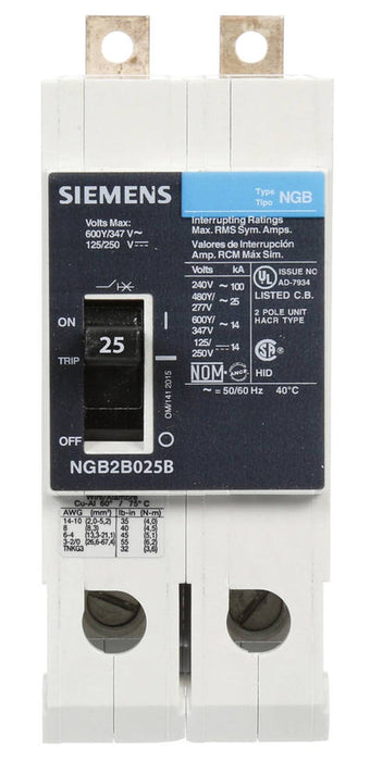 New NGB2B025B Siemens NGB2B025B 2 Pole Circuit Breaker