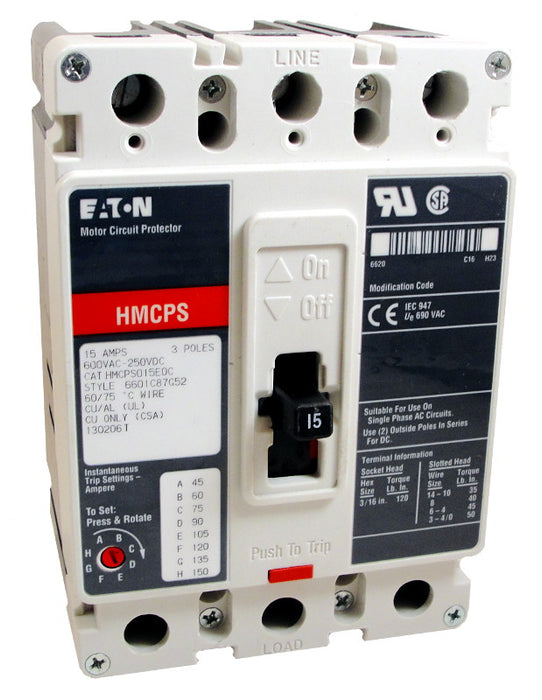 New HMCPS050K2C Eaton HMCPS050K2C 3 Pole Circuit Breaker