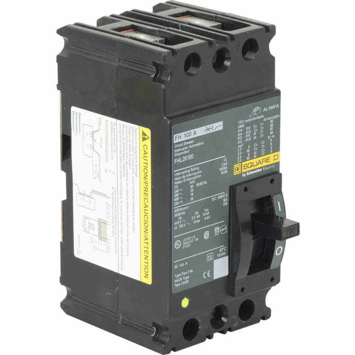 New FHL26100 Square D FHL26100 2 Pole Circuit Breaker