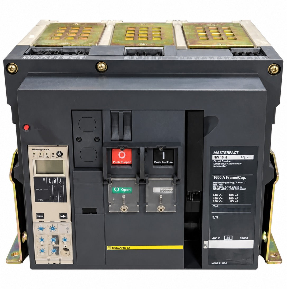 Refurbished Square D Masterpact NW16H 1600A power circuit breaker, front view